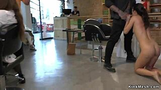 euro slut bound fucked publicly at hairdresser