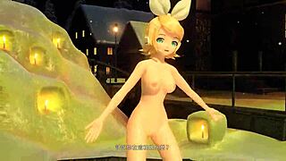 Holy shit Kagamine Rin's nude snowman mod exposes her big tits and ass fully!