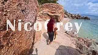 Public POV Redhead Flexible Brit Gets Bent Over Doggystyle Railed to Natural Ass Facial