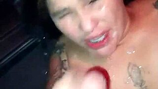 wanna see fiery young redhead take facials from two old guys at gloryhole swing house?