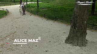 Behind the scenes alice maze's tight ass gets pounded doggystyle then brutally fisted.