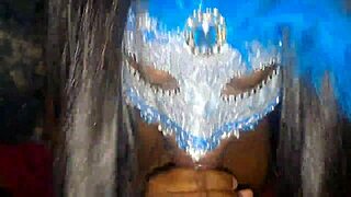 masked ebony deepthroats monster cock till facial cumshot swallow