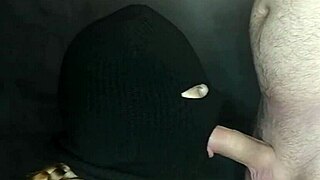 Balaclava hides face as step sis deepthroats and swallows monster cock in rough taboo blowjob