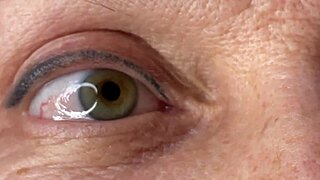 Mature cougar milf milks young stud's monster cock with handjob then takes huge facial cumshot on eyes and face