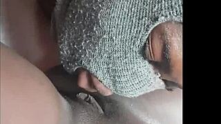 your dripping ebony pussy worships my friend's massive cock after tests