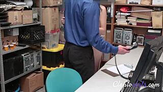 Violet Rain cop gropes chokes petite teen burglar in garage