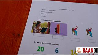 slutty latina teacher begs for cum deep in her shaved pussy to pass the dirty-talk classroom exam