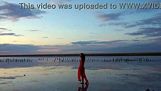 strolling elton salt lake at red sunset outdoors