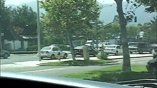 mature blonde cougar gets naughty outdoors riding cock doggystyle after pickup