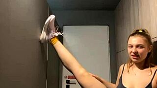 Crazy hardcore fucking erupts in the gym with teen blonde pounding pussy and ass