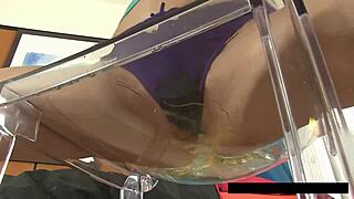 Blonde Uma Zex Soaks Panties Then Pounds Big Black Dildo