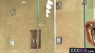 small tits asian milf slurps cock after oily massage tease