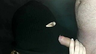 Balaclava hides face as step sis deepthroats and swallows monster cock in rough taboo blowjob