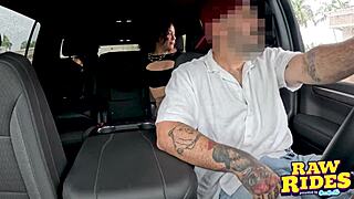 Hot Brunette Latina Jerks And Blows Uber Driver In Car