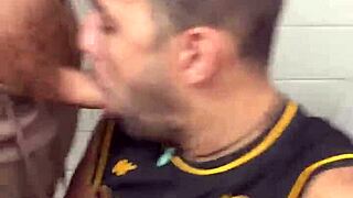 fiery redhead delivers hot load in toilet mouth