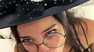 Debora Prado swallows my cock like Halloween witch magic!
