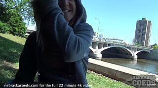 check out this hot college girl flashing her small tits naked all over downtown cedar rapids iowa