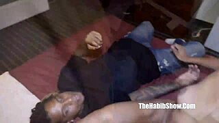 Yo, eating that golden wet ghetto pussy before cock slamming the hood freak