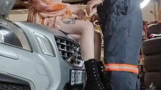 bellajames' tight pussy ripped open by mechanic bellarose in car