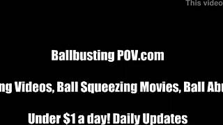 mistress busts slave balls black and blue hard