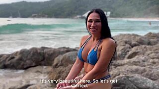 beach beauty's pussy leaks stranger's cum after wild vacation fuck