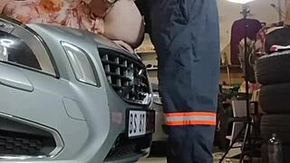 bellajames' tight pussy ripped open by mechanic bellarose in car