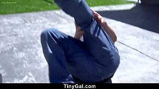 big dick guy spanks and bangs this tiny brunette teen's tight pussy hard