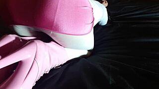 Sexy Latina Model Laura Flaunts Legs in Pink Heels and Pantyhose