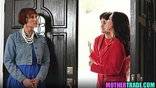 Stepmoms swap stepsons for taboo foursome fucking with tats and redhead action.