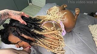 sexy ebony babe gagging on cock just begs for that creampie deep 😍💦