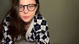 petite college nerd begs for rough dick slamming her wet pussy