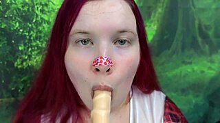 Damn, watch this chubby redhead shemale twerk her fat ass on dildo for close-up anal fuck!