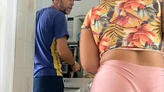 wife flashes big pussy lips with hubby watching nearby exhibitionist fun