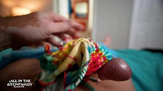 stepmom's bikini sparks vacation fun as she eases his tension in scene three