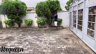 submissive black babe moans as giant african cock stretches her big pussy lips garden doggystyle