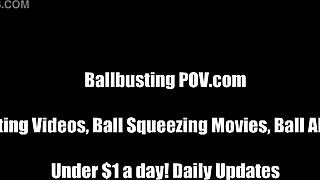 mistress busts slave balls black and blue hard