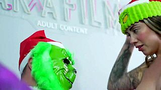 Hardcore Grinch fuckfest with Sara Blonde—deepthroat, anal, cumshot on horniest Christmas!
