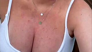 Whoa, busty pregnant blonde barbara's downblouse shows off those giant tits perfectly!