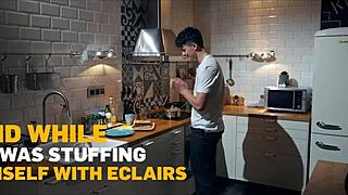 Redhead slut begs ugly dude to tongue her shaved pussy deep