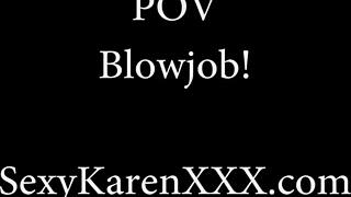 Sultry Cougar Karen Fisher Sucks Cock POV Handjob Tittyfuck Facial Cumshot Heels