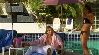 Blonde Slut Deepthroats Pool Fuck for Friends