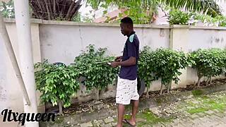 submissive black babe moans as giant african cock stretches her big pussy lips garden doggystyle