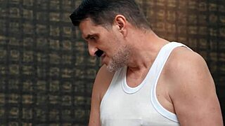 Redhead slut begs ugly dude to tongue her shaved pussy deep