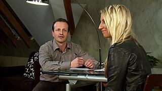 Blonde milf mom gets fucked fingered and licked in lingerie heels