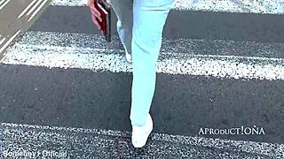 valentina wets jeans three times around fortress park casually