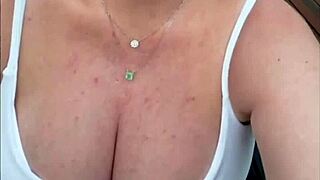 Whoa, busty pregnant blonde barbara's downblouse shows off those giant tits perfectly!