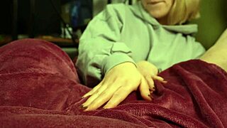 😏 Watching TV together turns to handjob with ruined orgasm mess 💦😩