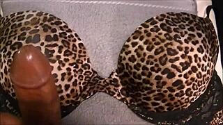 guy jerks huge load all over 36d bra print in hot cumshot session