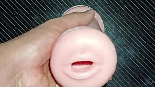 close-up of kissy sucking cock deepthroat then mamada by vagina with cumshot creampie on desk