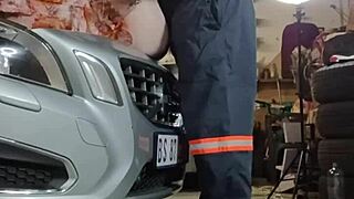 bellajames' tight pussy ripped open by mechanic bellarose in car